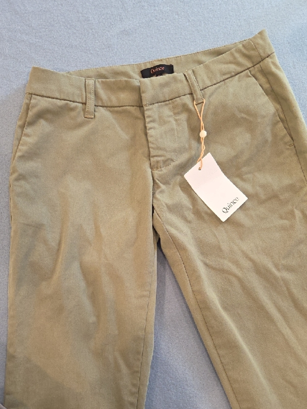 Quince Women's Stretch Girlfriend Olive Chino Pants - Slim Straight Fit (0)(NWT)